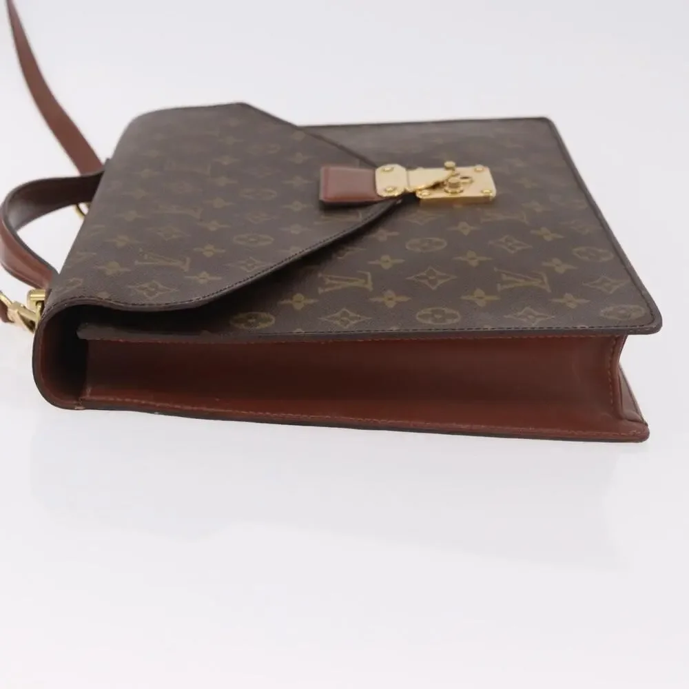 Louis Vuitton Monogram Porte Documents Bandouliere Business Bag Brown
